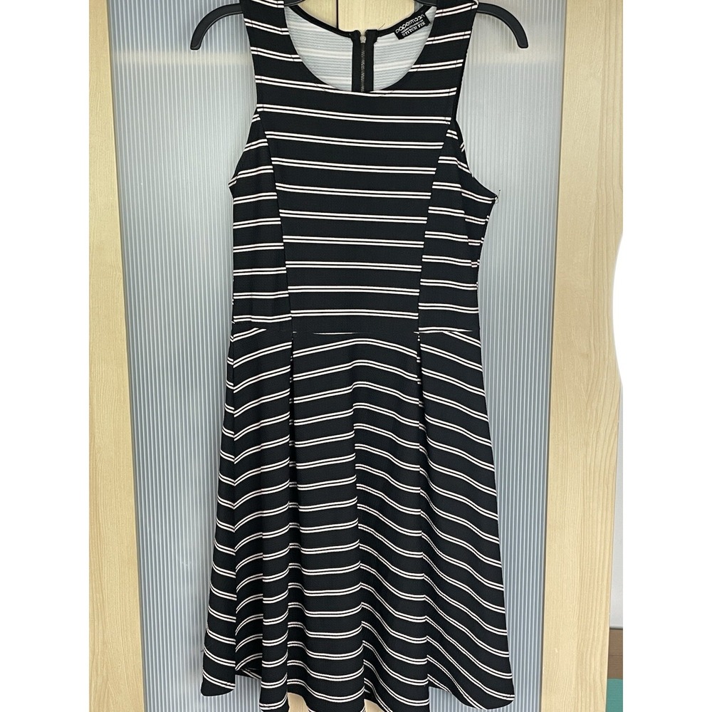 Papermoon Stitchfix  Aline Dress Sz‎ M 4-6 Black White Striped Casual Career